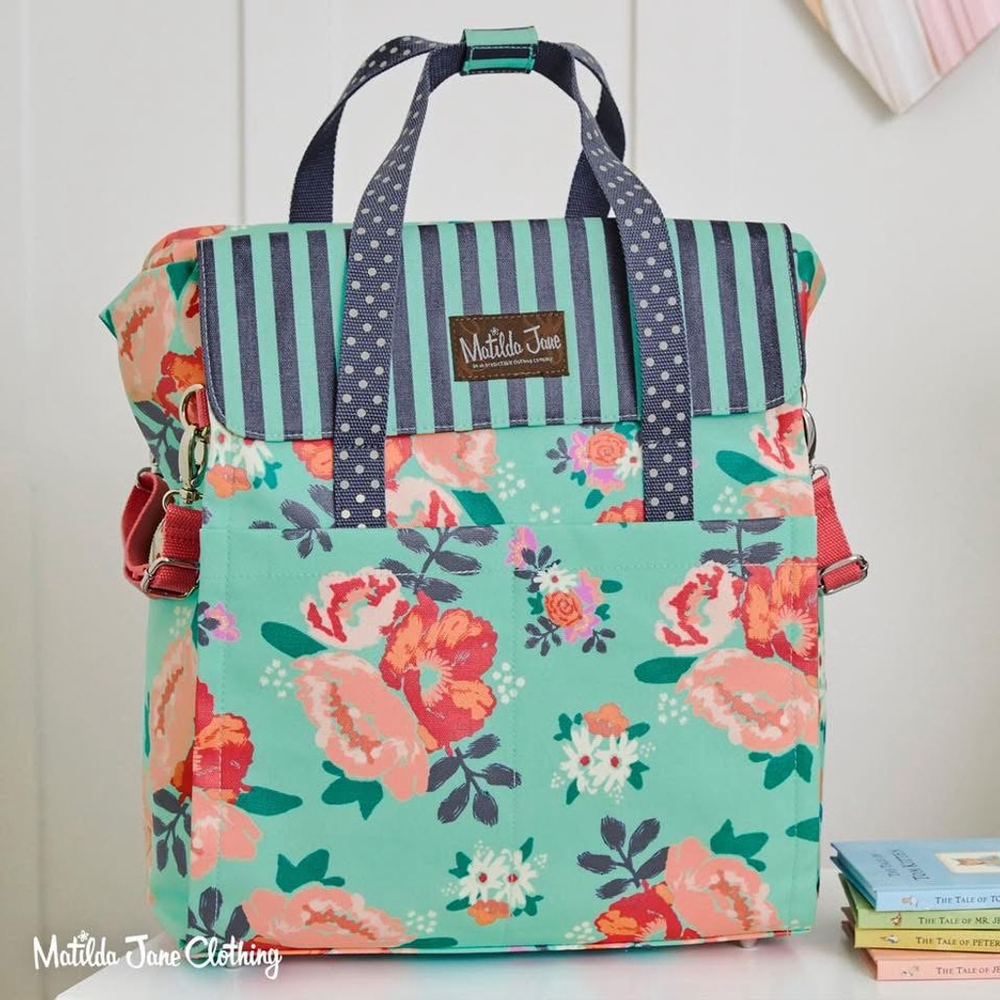 NWT Matilda Jane BYE BYE BABY Diaper Bag Backpack, floral stripes